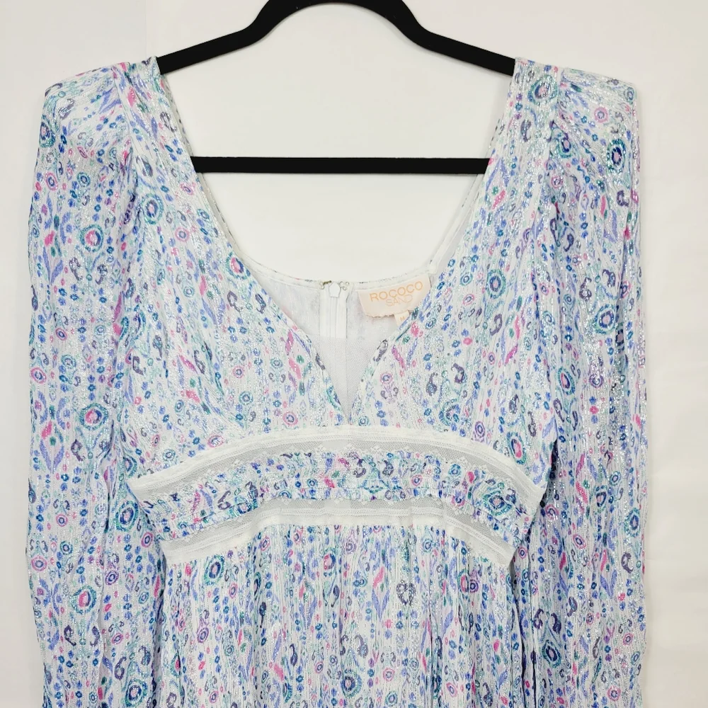 Rococo sand blue metallic mini dress - Picture 2 of 11